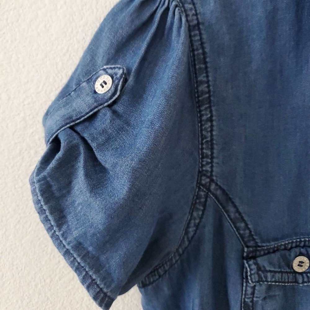 Women's GUESS Blue Denim Button-Up Top - Picture 4 of 8